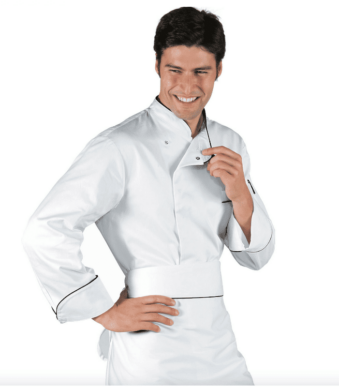 Veste de cuisine blanche liseré noir Manches Longues Bilbao – Isacco – Isacco